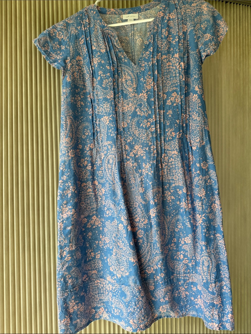 J. Jill Blue Paisley Mini Dress with Pink Floral Print